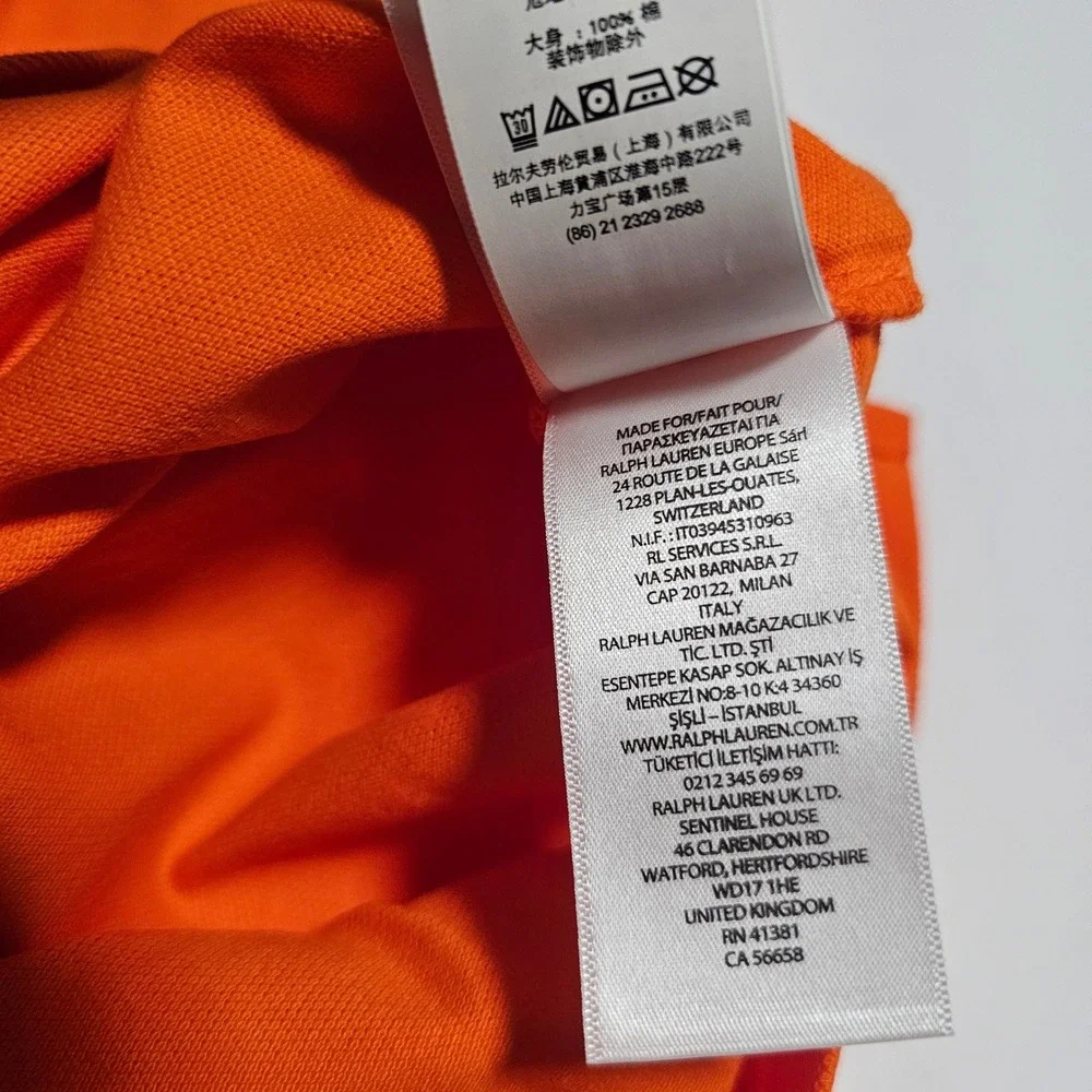 Polo Ralph Lauren Mens Classic Fit Mesh Pique Polo Shirt Orange Large L New